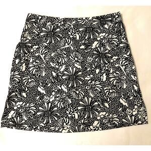 Coral Bay Golf Skirt Women Sz 6 Black White Floral Print Shorts Skort Athleisure